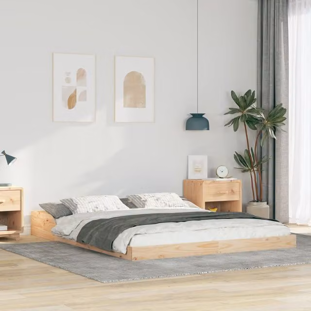 Berkfield Home Brown Solid Pine Wood Bed W/D/H: 160 x 220 x 200 cm – 1