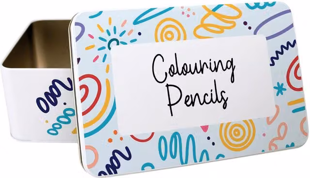 Purely Home Multicoloured Metal Colouring Pencils Storage Tin