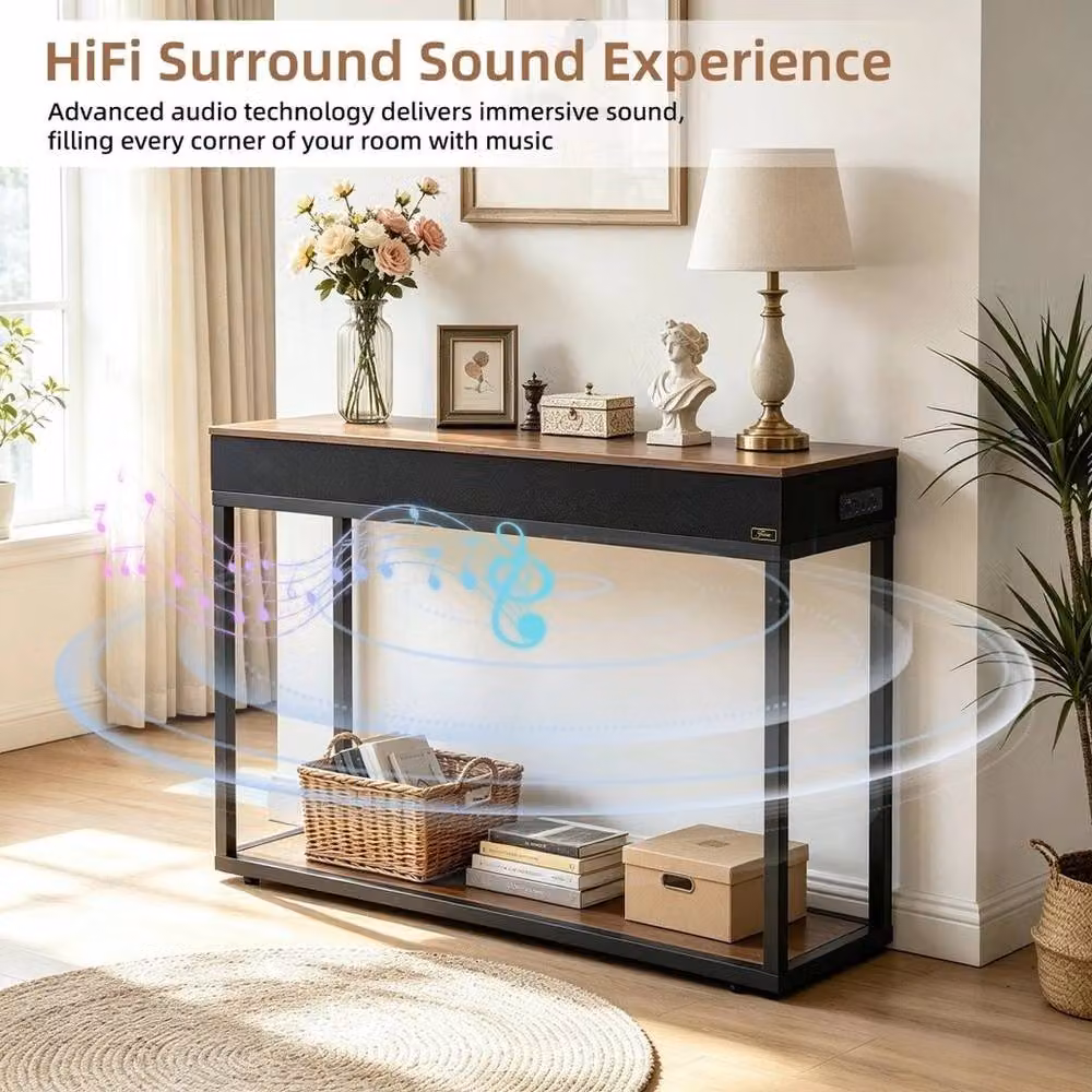 KORVIXA Rustic Brown Console Table for Hallway and Living Room, W/D/H: 100 x 100 cm – 5