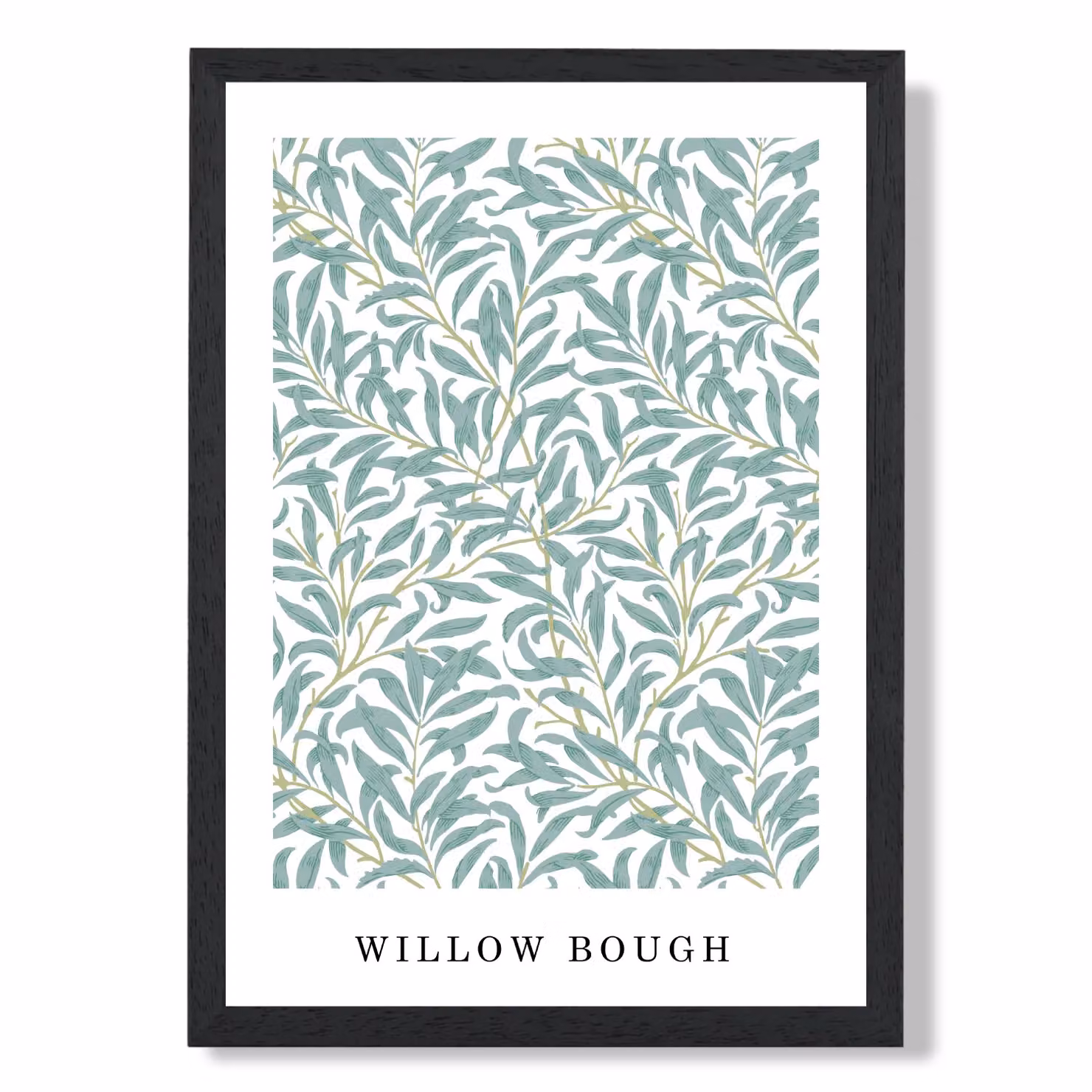 ARTZE Vintage William Morris Green and Yellow Willow Pattern Botanical Floral Art Print with Black Frame – 2