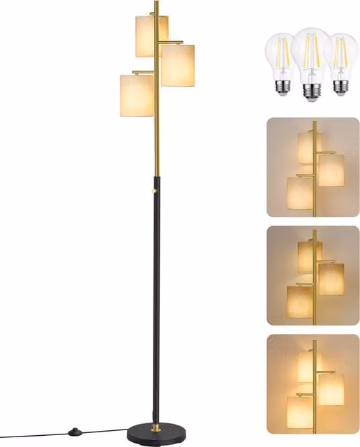 VASAGLE Adjustable LED Floor Lamp in Black with 3-Color CCT Settings