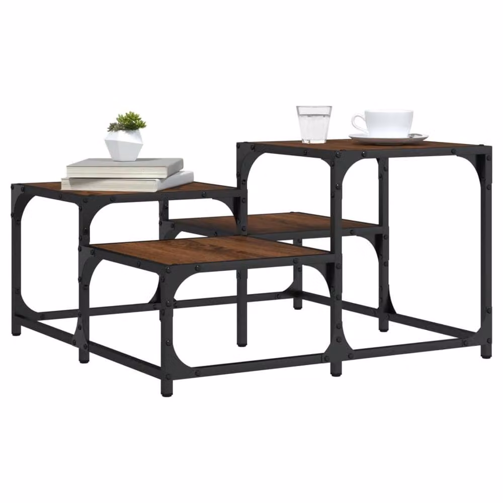 Berkfield Home Durable Brown Oak Coffee Table, W/D/H: 68 x 68 x 40 cm