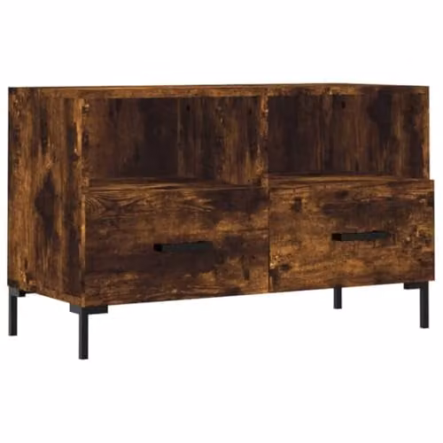 vidaXL Modern TV Cabinet in Brown Smoked Oak, W/D/H: 80 x 36 x 50 cm