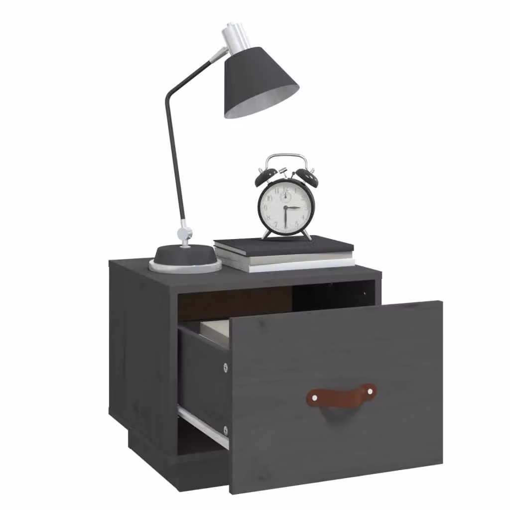 Berkfield Home Grey Solid Wood Pine Bedside Cabinet, W/D/H: 40 x 34 x 35 cm – 3