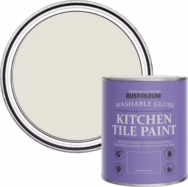 Rust-Oleum Water-Based Kitchen Tile Paint in Gloss Finish, Portland Stone, 750ml
