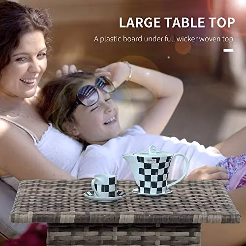 Outsunny PE Rattan Outdoor Coffee Table in Grey – 3