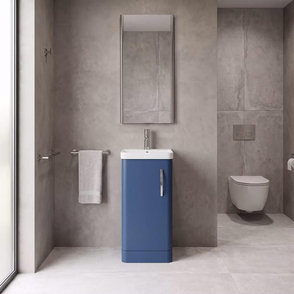Balterley Handsacre Contemporary 1 Door Freestanding Vanity Basin Unit, Satin Blue, W: 40 cm, H: 86.4 cm – 2
