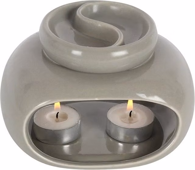 KDMK Double Ceramic Tealight Oil Burner in Grey