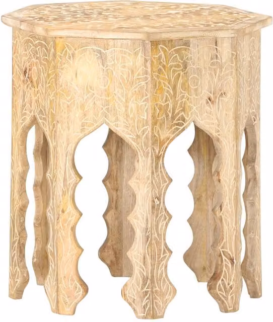 Berkfield Home Round Solid Mango Wood Side Table in Brown, Diameter: 48 cm