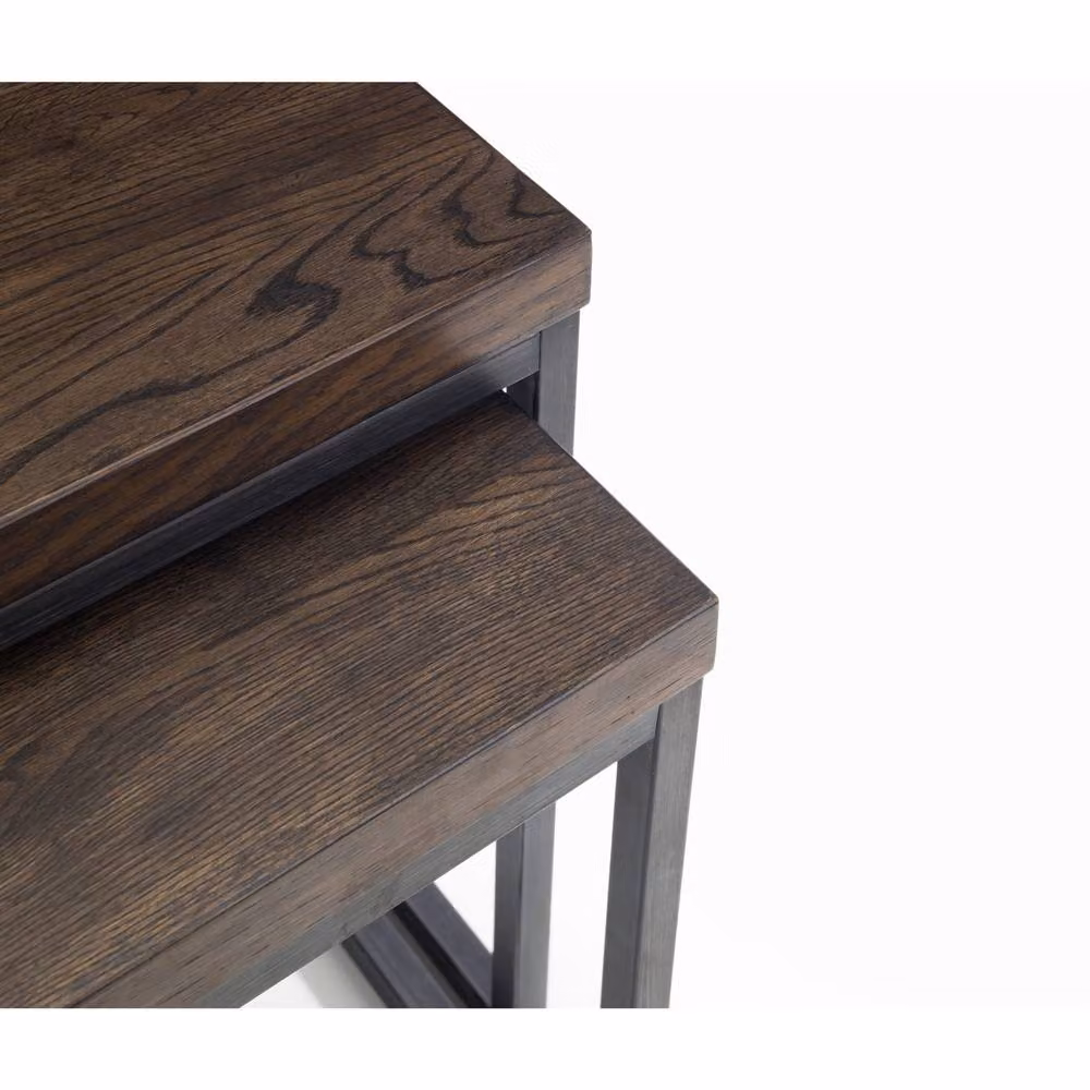 Cheshire Lomond Nesting Lamp Tables in Dark Oak and Metal – 3