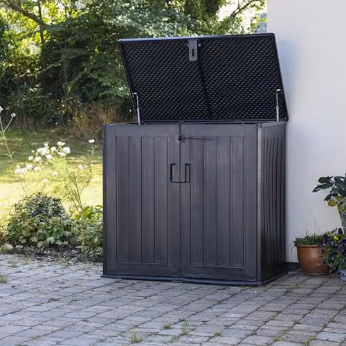 Garden Gear 775L Garden Storage Box in Black with Wood Effect Finish – 2