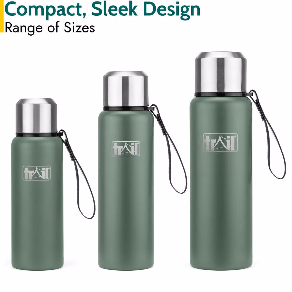 Trail Stainless Steel Vacuum Flask with Strap, Green, 1000 ml – 5