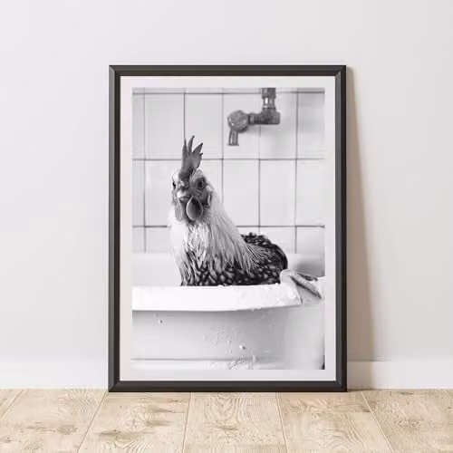 60 Second Makeover Chicken In The Bath Animal Print Paper Poster, A4