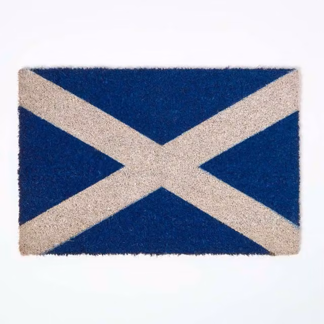 Homescapes Coir Doormat St Andrews Cross Flag, W: 60 cm, D: 40 cm, Blue and White
