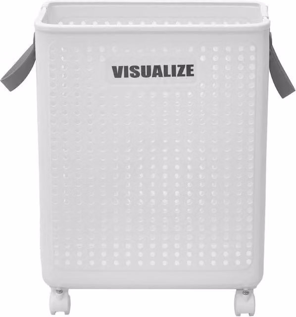 FLAVORA Extra Large White Plastic Wheeled Laundry Hamper