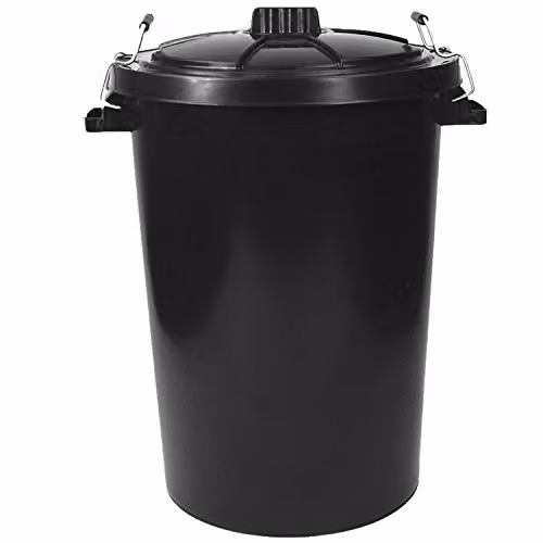 Simpa 85L Black Plastic Multipurpose Bin with Clip Lock Lid