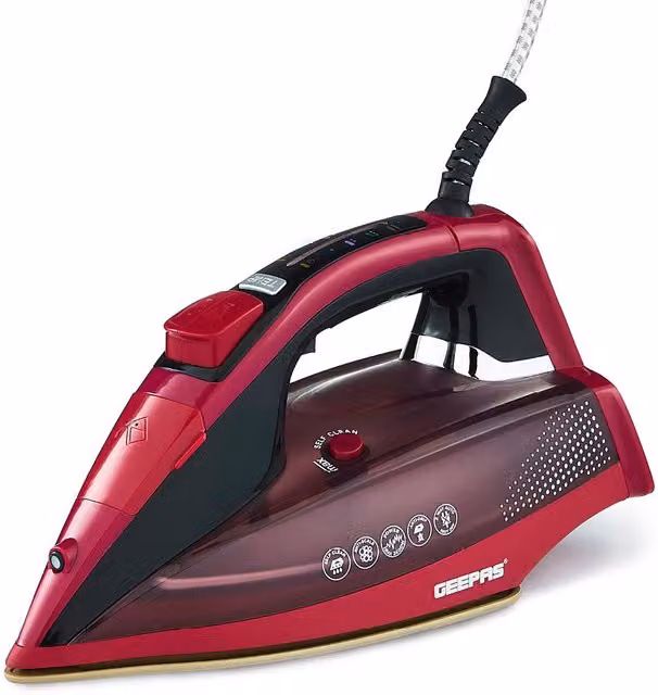 Geepas Digital Steam Iron 2400W with Ceramic Non-Stick Soleplate and Vertical Steam in Dark Pink