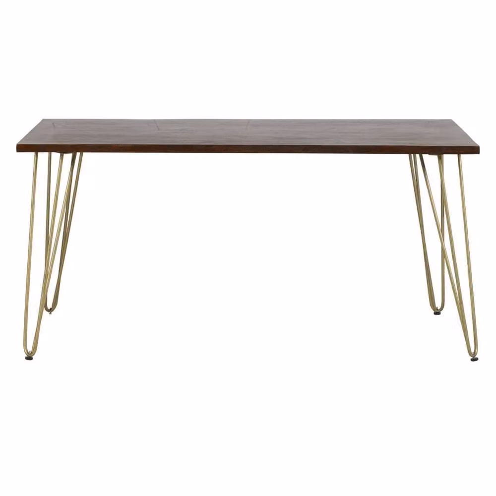 Wyld Haus Bandung Rectangular Mango Wood Dining Table with Gold Inlays in Brown, H 76 cm – 2
