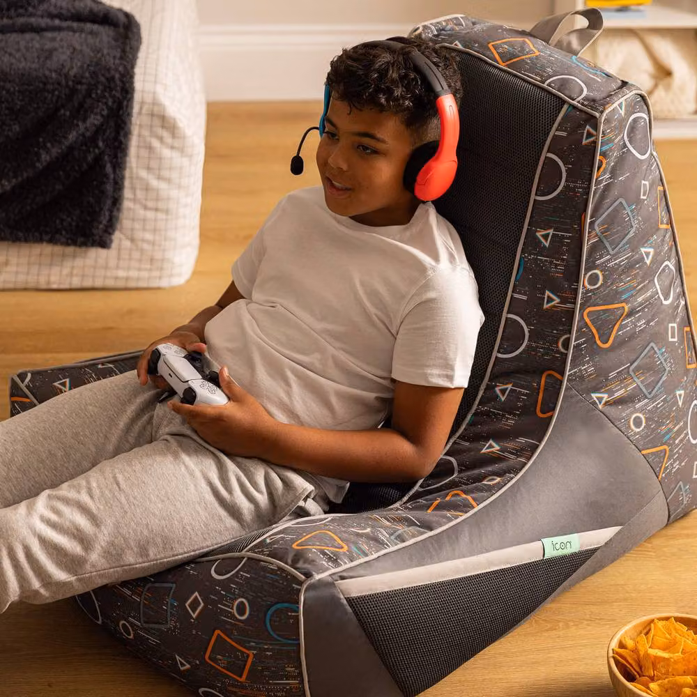 icon Meta Gaming Childrens Bean Bag Recliner in Grey, Small – 4