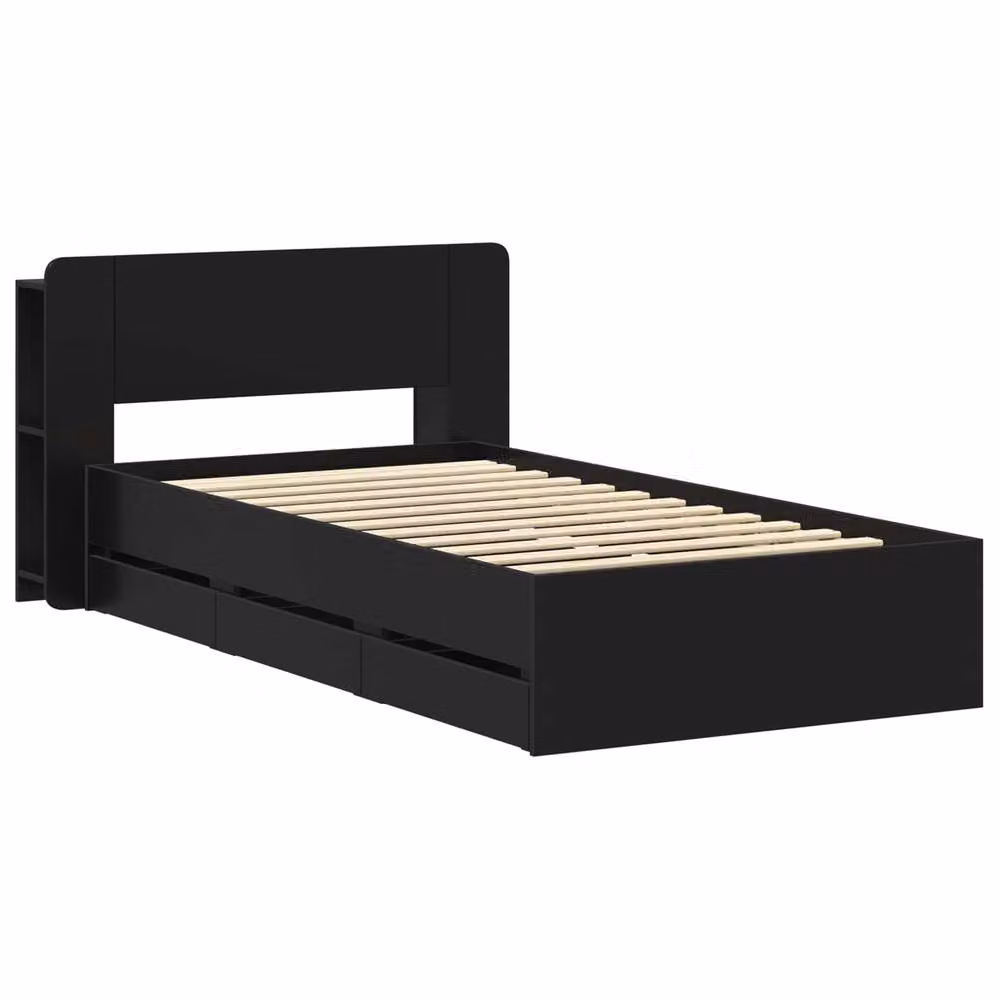 Berkfield Home Modern Black Bed Frame with Storage Drawers in Engineered Wood – 2