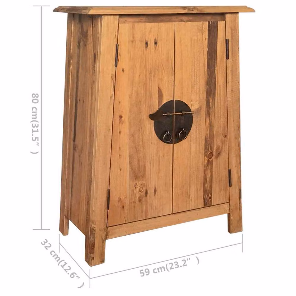 Berkfield Home Decorative Solid Pinewood Bathroom Side Cabinet, Brown, W/D/H: 59 x 32 x 80 cm – 5