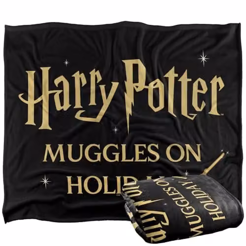 Warner Bros. Harry Potter Muggles On Holiday Wand Super Soft Fleece Throw Blanket, Multicolour, W/D/H: 152.4 x 127.0 x 1.0 cm – 1