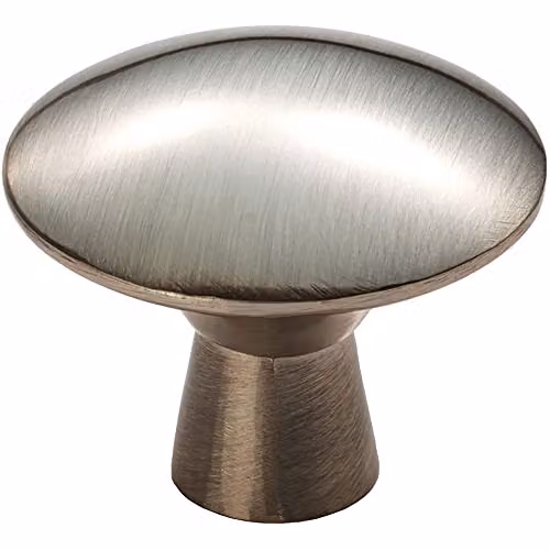 Loops Disc Shaped Cabinet Door Knob on Tapered Stem, 27mm Diameter, Brushed Silver