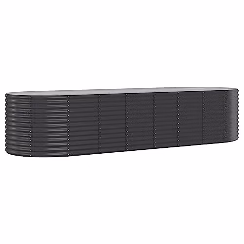 vidaXL Anthracite Powder-coated Steel Garden Planter, W: 322 cm, D: 100 cm, H: 68 cm