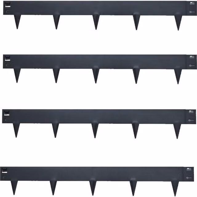 Garden Gear Pack of Four Heavy Duty Galvanised Steel Border Edging in Graphite Grey
