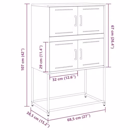 vidaXL Industrial Black Metal Sideboard, W/D/H: 68.5 x 38.5 x 107 cm – 2