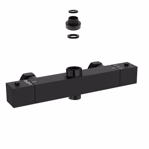 Nes Home Modern Square Matte Black Exposed Thermostatic Single Lever Shower Mixer Bar Valve