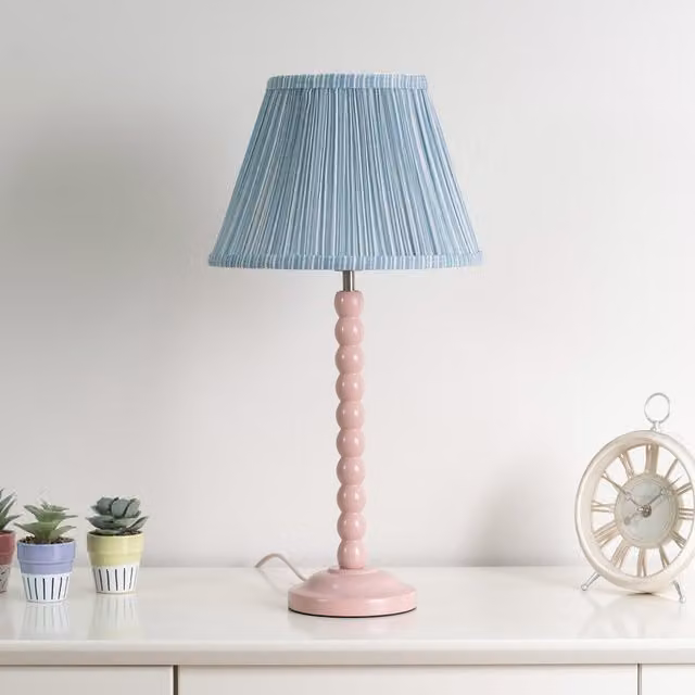 ValueLights Laurenne Tapered Blue Pinstripe Pleated Easy Fit Small Lamp Shade - Blue