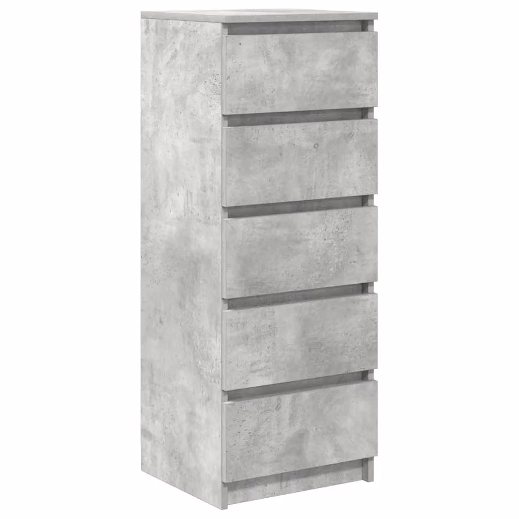 Berkfield Home Sideboard with Drawers in Concrete Grey, W/D/H: 37.5 x 35 x 99 cm