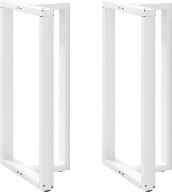 Berkfield T-Shaped Steel Bar Table Legs, 2 Pieces, White, W: 60 cm, D: 35 cm, H: 110-111 cm – 1