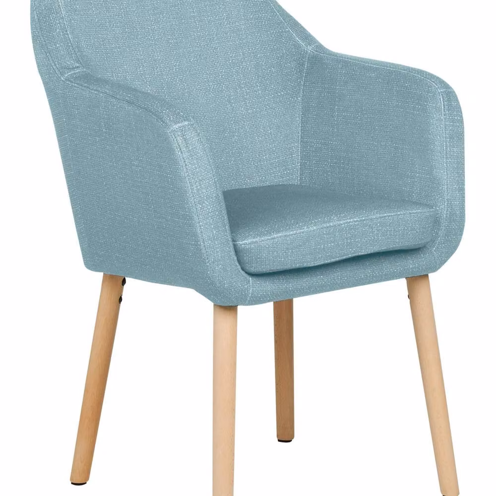 Wyld and Coco Blue Velvet Dining Chair with Armrests and Rubberwood Legs – 2