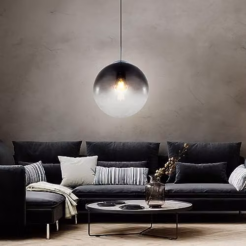 Globo Lighting Varus Sphere Pendant Ceiling Light with Grey Smoke Glass Shade and Chrome Finish, Diameter: 25 cm – 5