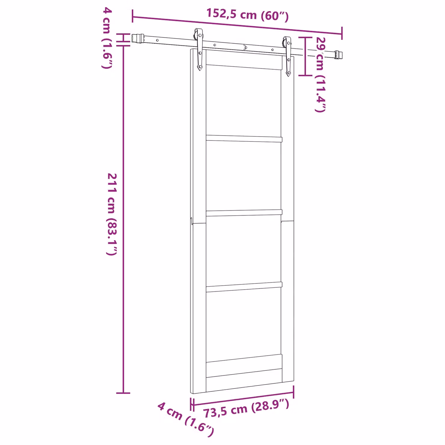 Berkfield Home Orkdal Minimalist Solid Wood Pine Sliding Door with Hardware Set in Beige – 2