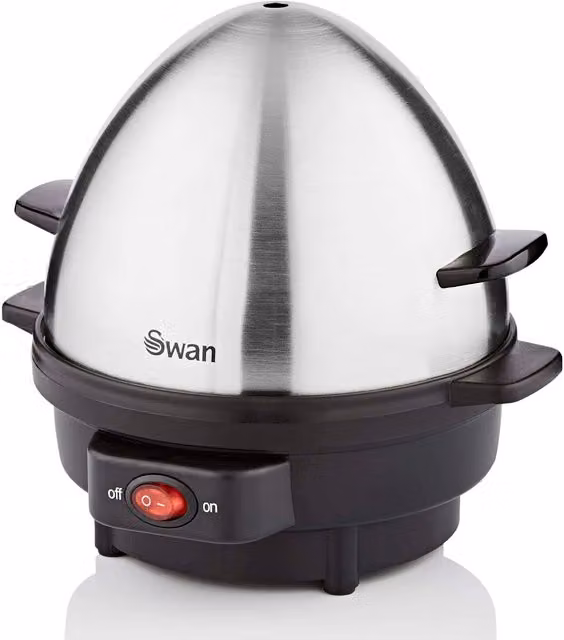 Swan Egg Boiler and Poacher in Black and Silver with Stainless Steel