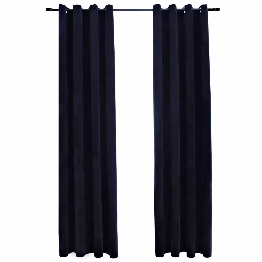 Berkfield Home Blackout Velvet Curtains with Eyelets, 2 Pack, Black, W: 140 cm, H: 225 cm – 2