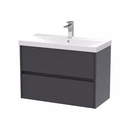 Balterley Wall Hung 2 Drawer Vanity Unit with Basin, Graphite Grey, W: 81.0 cm, D: 39.5 cm, H: 58.9 cm – 2