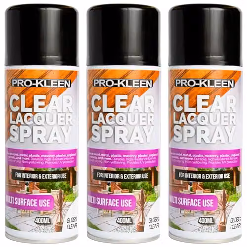 Pro-Kleen Clear Lacquer Spray Gloss, 3 x 400ml