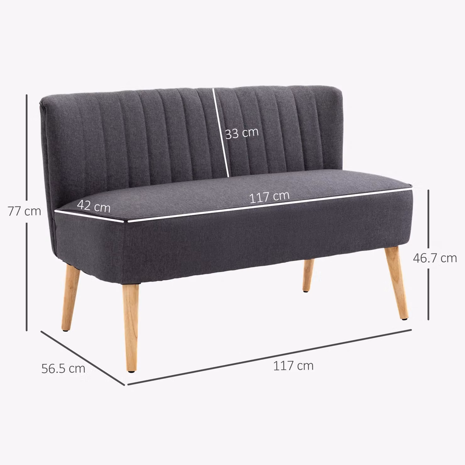 HOMCOM Modern Double Seat Velvet Loveseat Sofa in Dark Grey – 2