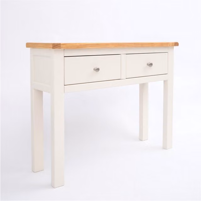 Cabinet Bits Maggiori Off-White 2 Drawer Console Table with Satin Chrome Knob