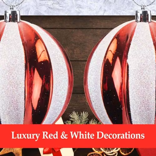 VFM e-Store Red and White Striped Round Christmas Baubles, 6 Pack, Diameter: 8 cm – 5