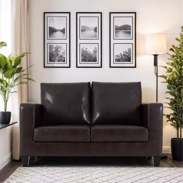 Seconique Tempo Two Seater Sofa in Brown and Grey Synthetic Leather