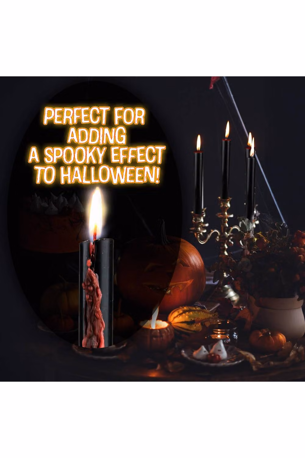 Deco Express Dripping Effect Taper Candle Set of 8, Black – 8