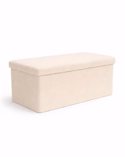 Keplin Beige Bouclé Storage Ottoman Bench with 150kg Capacity, W/D/H: 76 x 38 x 38 cm – 1