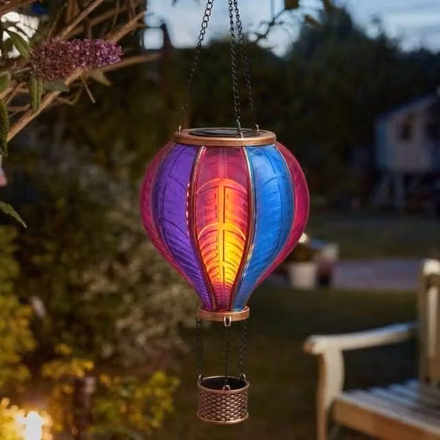 Marco Paul XLarge Solar Hot Air Balloon LED Garden Light in Multicolour and Bronze