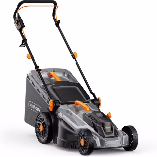 VonHaus Electric Corded Lawn Mower with Mulching Kit and Collection Bag, Grey