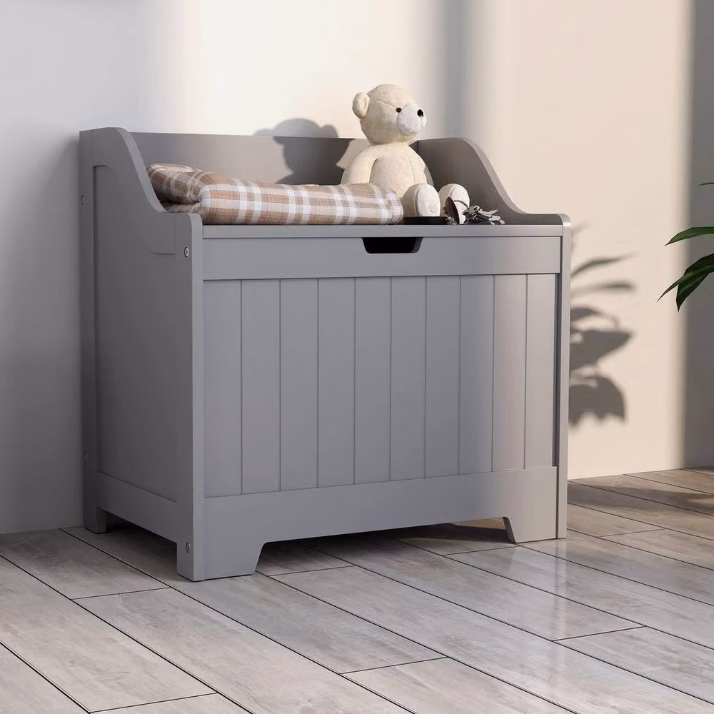 NESTLUNE Grey Storage Trunk with Soft-Close Safety Hinge for your Living Room, W: 100 cm, D: 15 cm, H: 15 cm – 4